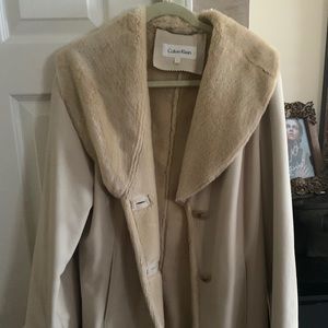 Like New! Calvin Klein coat with faux fur